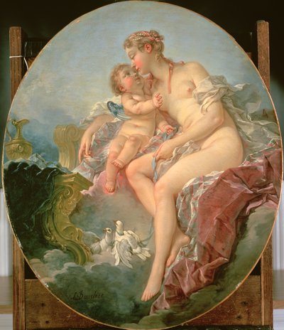 Cupid Caressing Venus by François Boucher